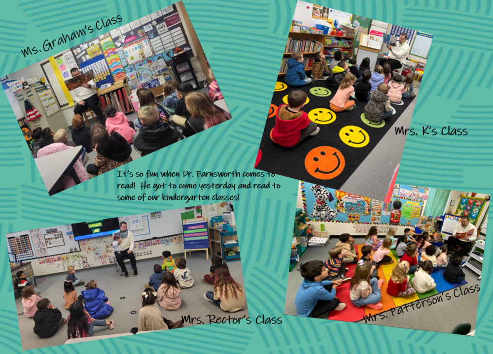 Dr. Farnsworth reading to Kindergarteners 1/12