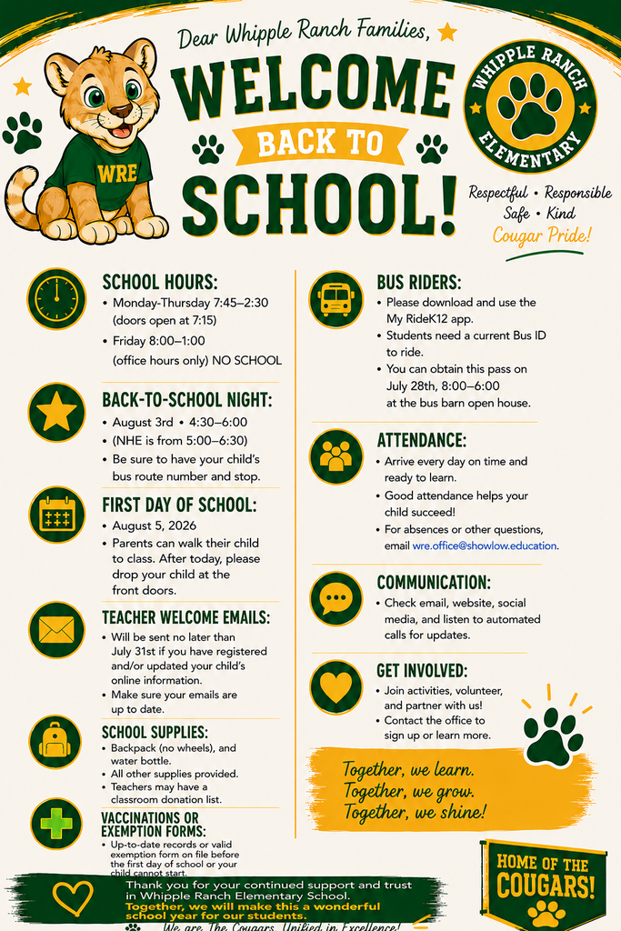 Flyer for welcome back for WRE 