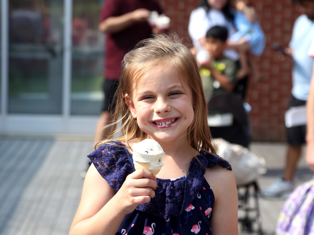 Students enjoying the ice cream social