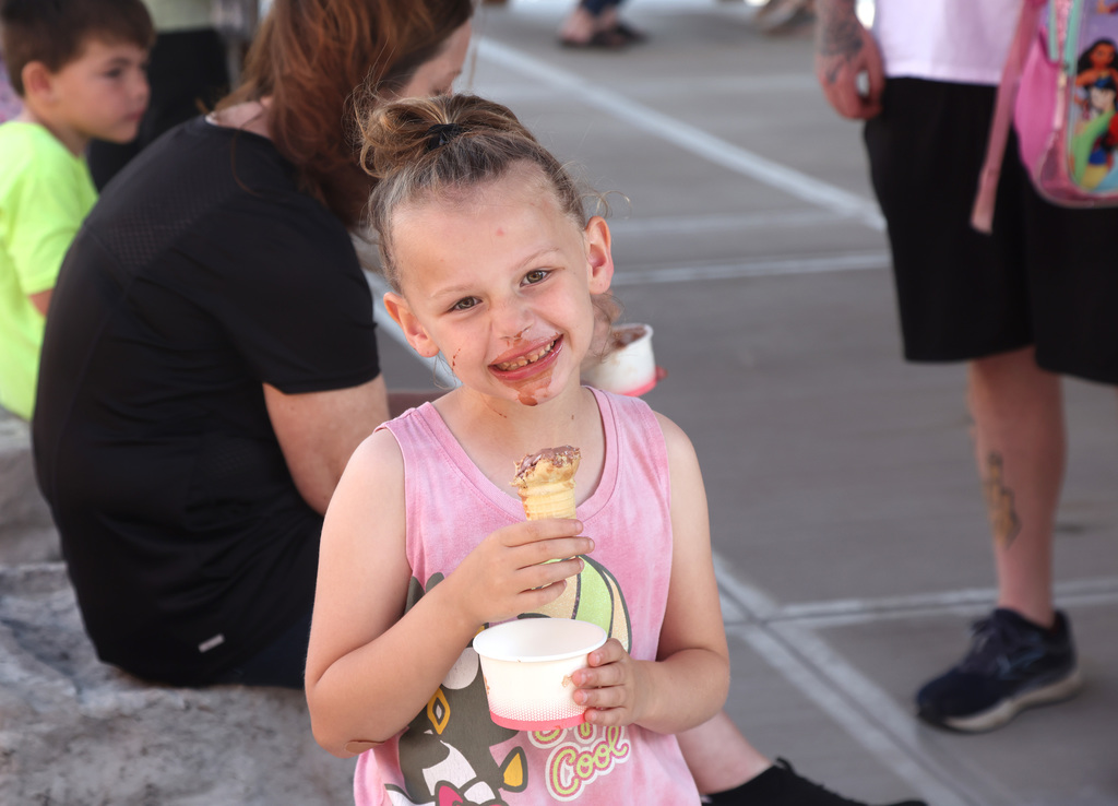 Students enjoying the ice cream social