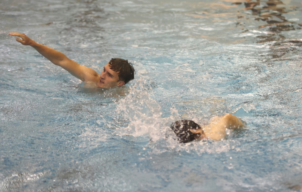 Students taking part in the triathlon 