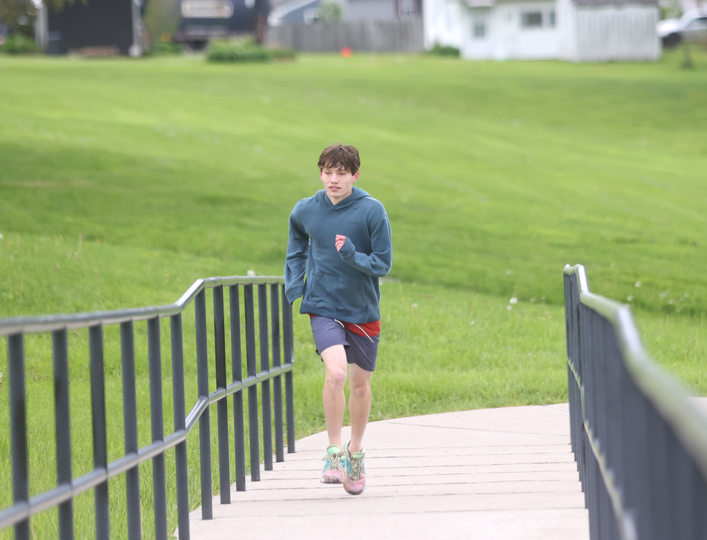Students taking part in the triathlon 