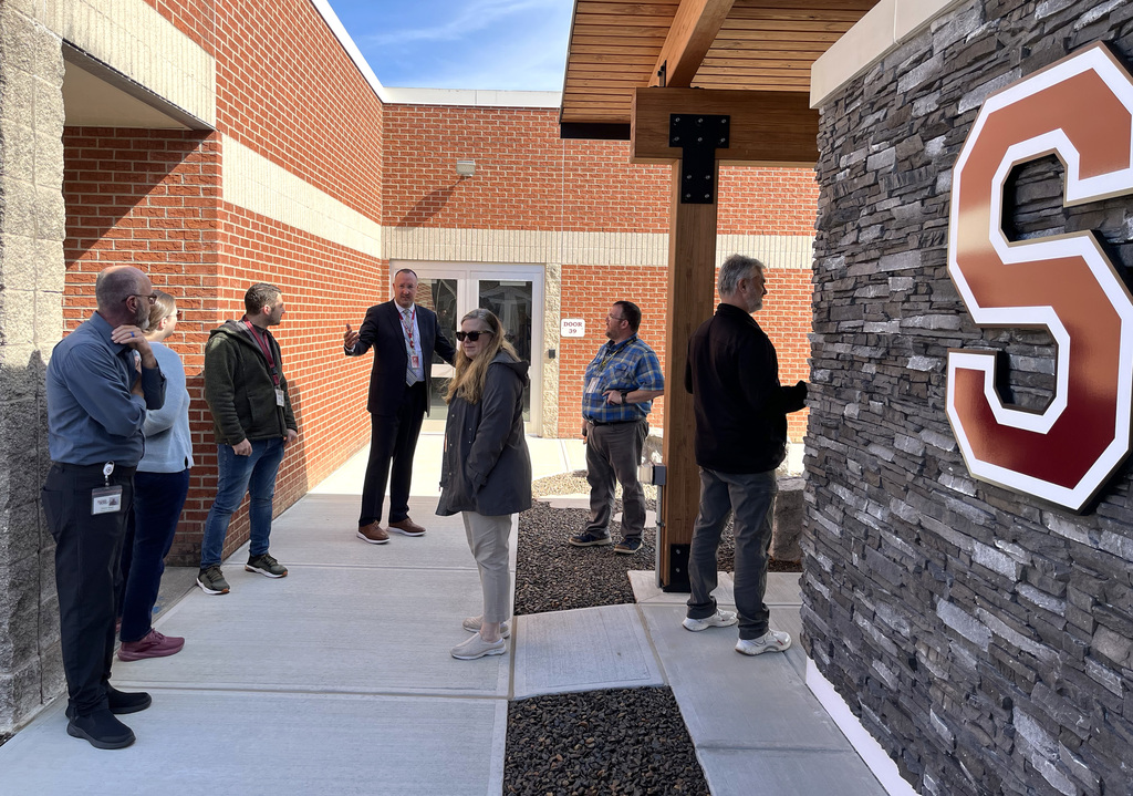 Superintendent Eben Bullock gives a tour of the facilities to the DCMO BOCES Public Information Service