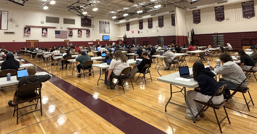 Students working on the online version of the PSAT earlier this week.