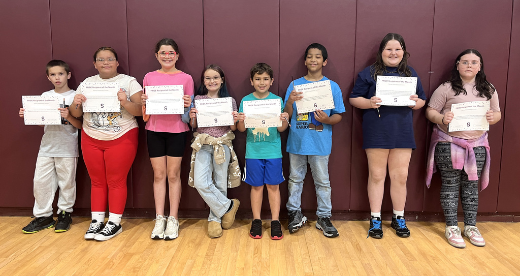 5th grade PRIDE award winners for September