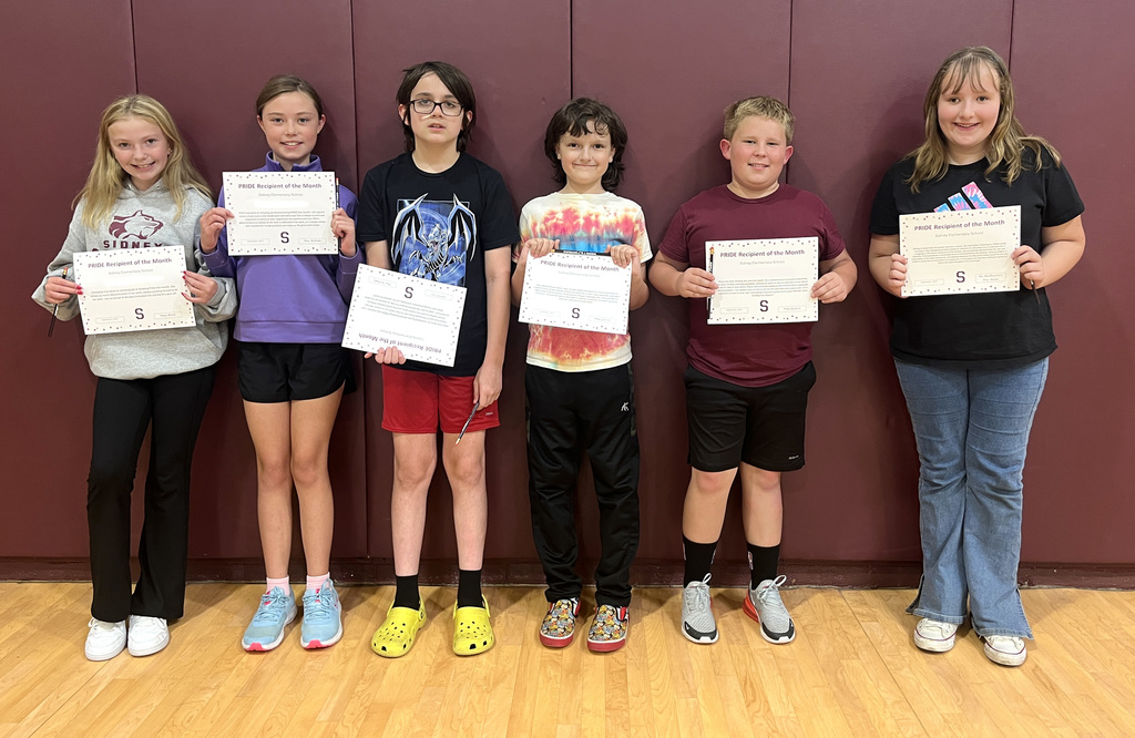6th grade PRIDE award winners for September