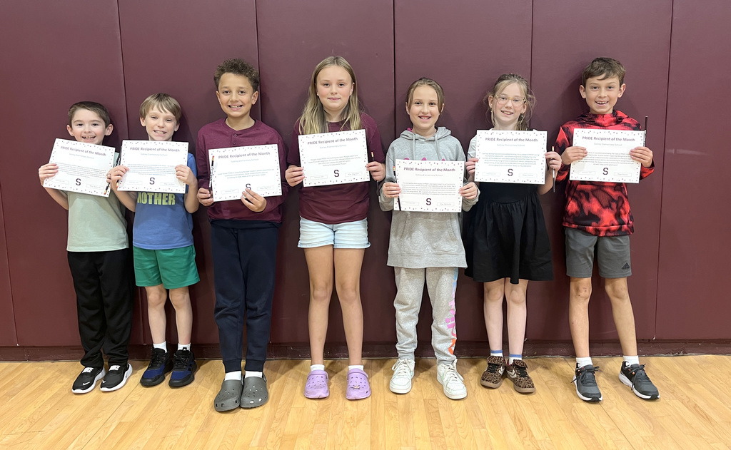 fourth grade PRIDE award winners for September