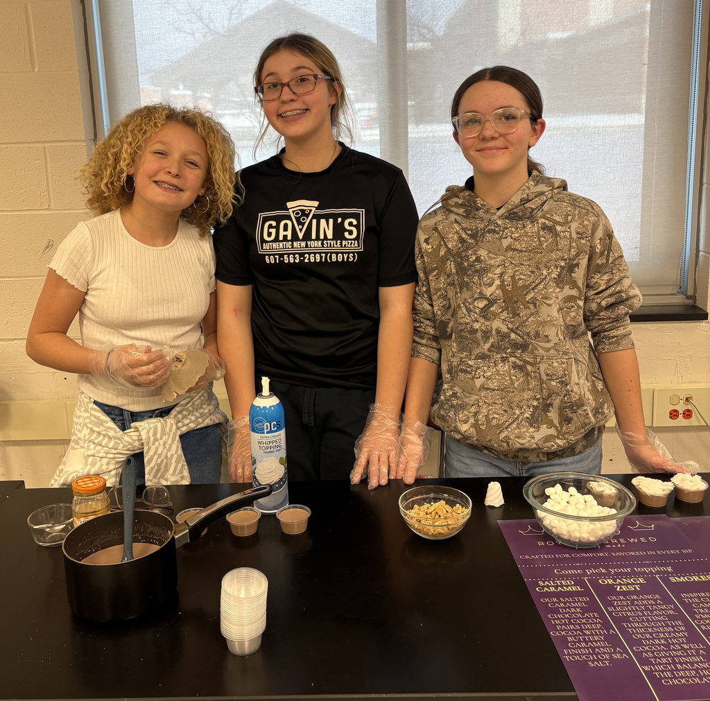 Students showing their hot chocolate project