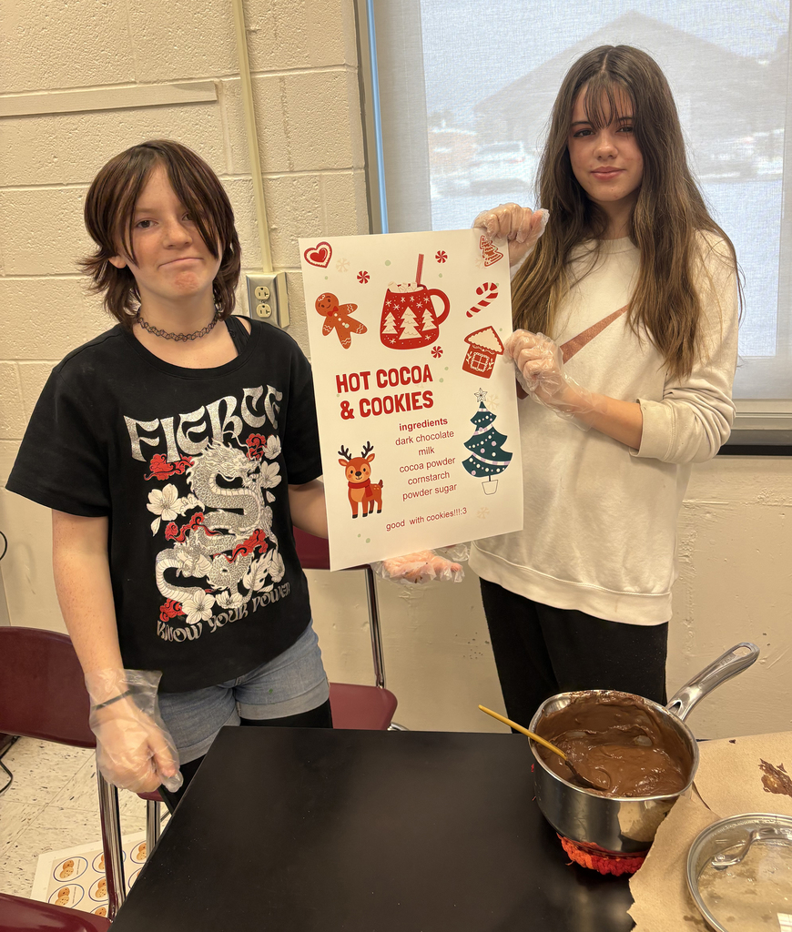 Students showing their hot chocolate project