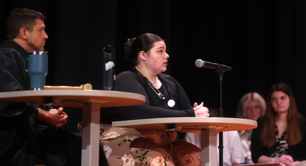 Students take part in the annual mock trial. 