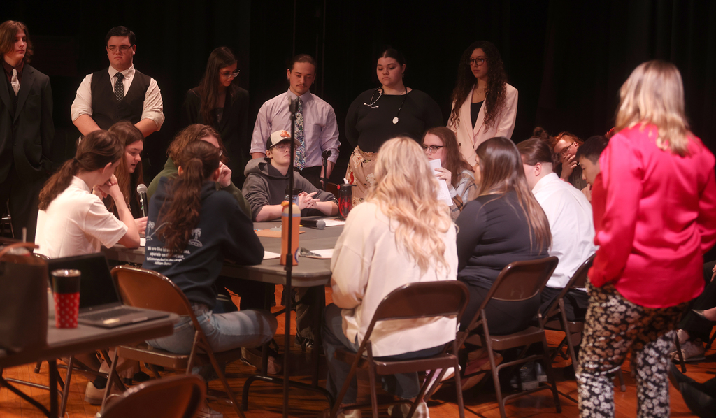 Students take part in the annual mock trial. 