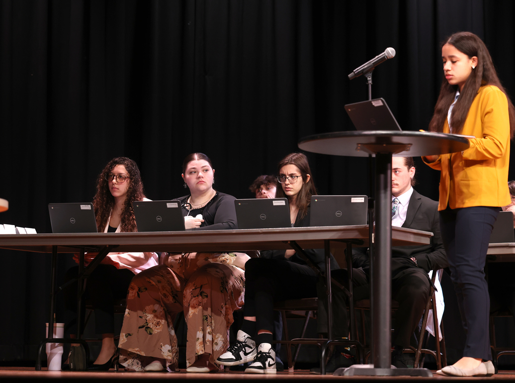 Students take part in the annual mock trial. 