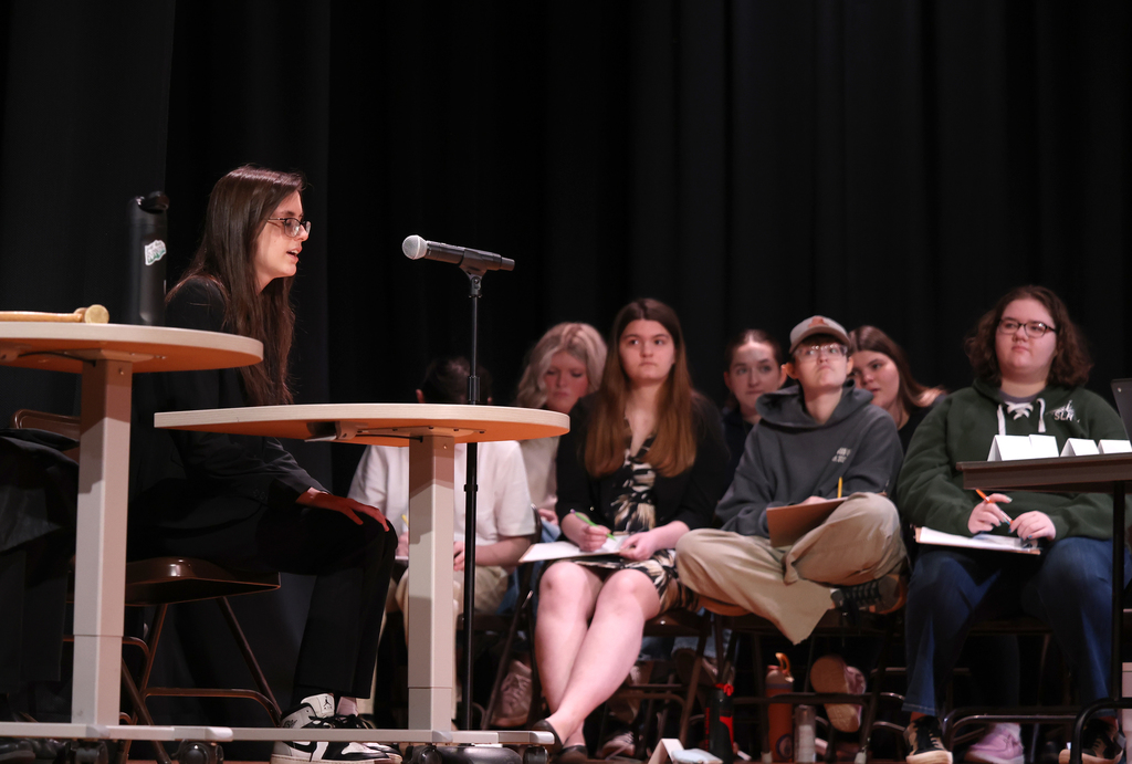 Students take part in the annual mock trial. 