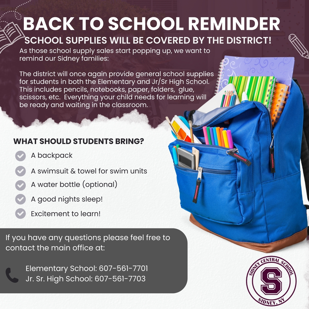 Back to school supplies reminder