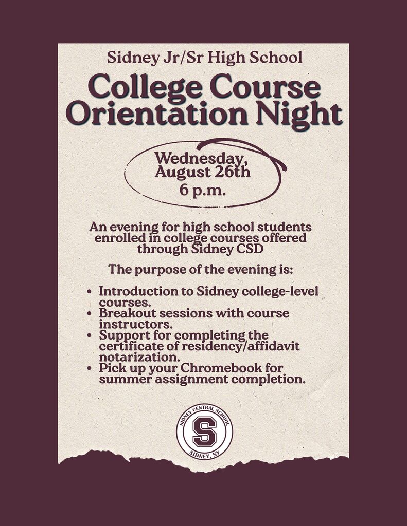 College course orientation night flier