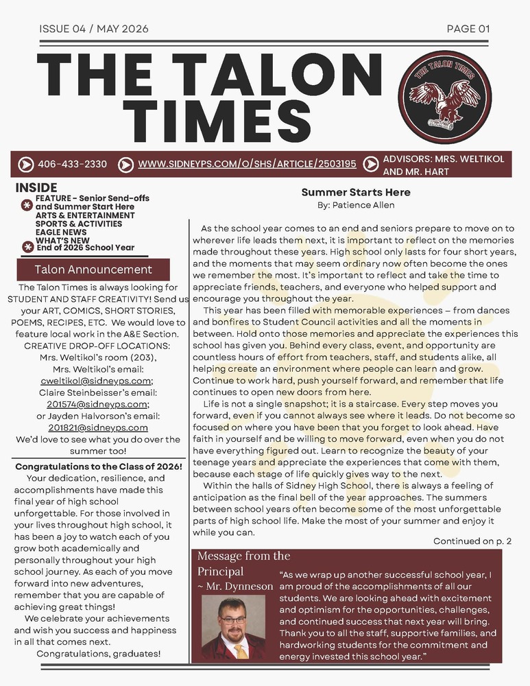 HS Talon Times  Newsletter