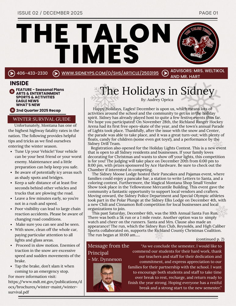 HS Talon Times  Newsletter