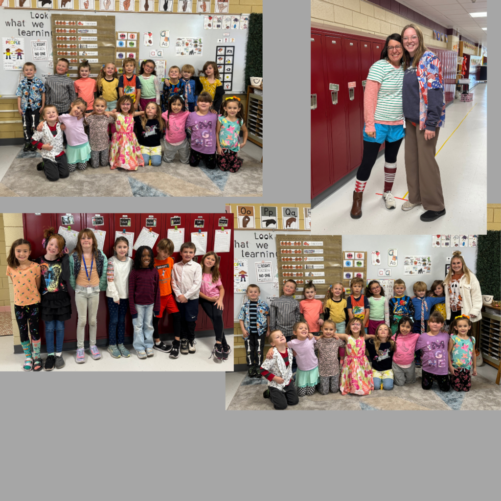 students and staff dressed up wacky posing for pictures