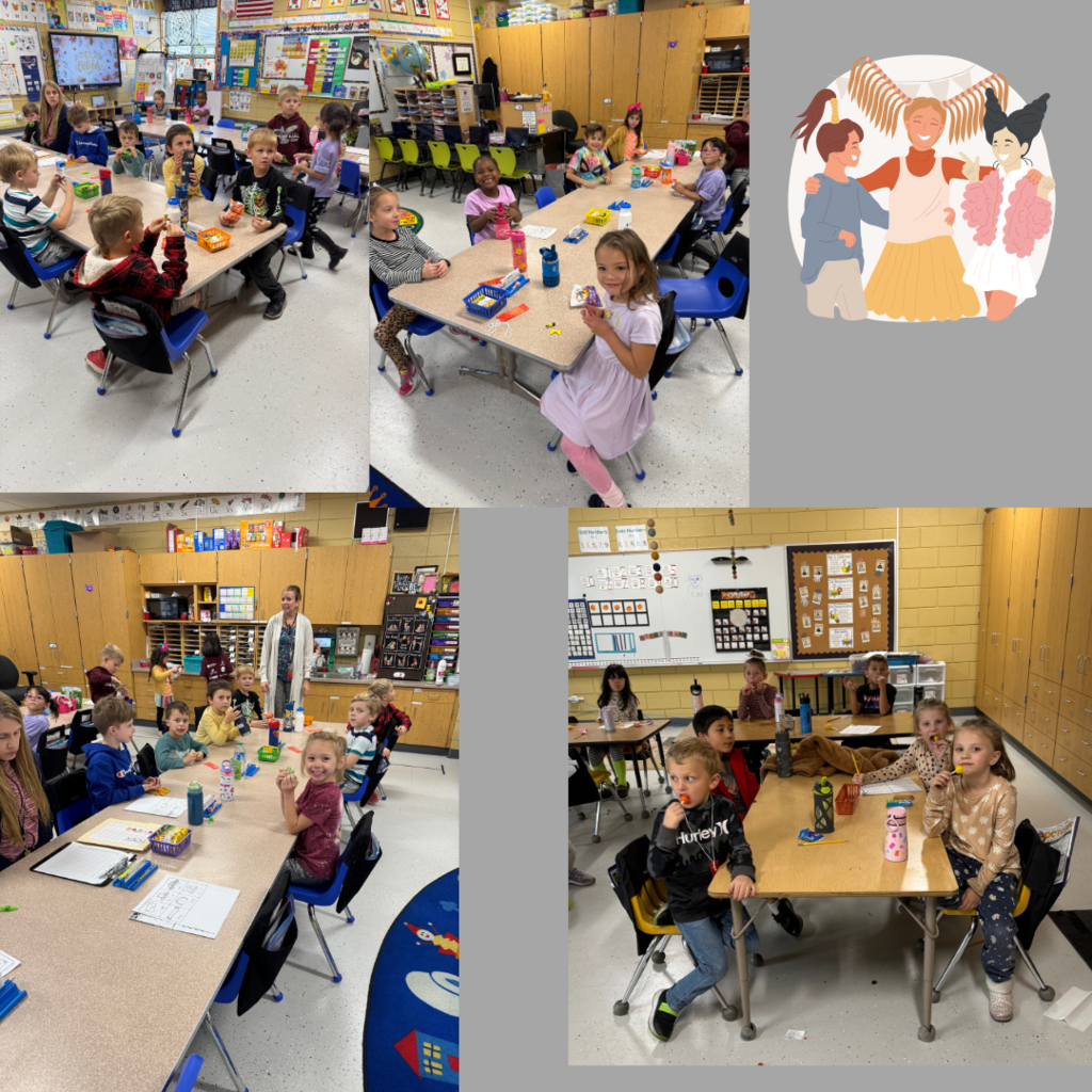 kids dressed up wacky eating a snack