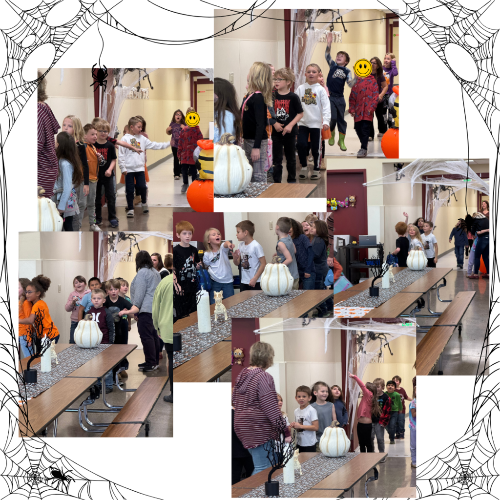 kids reactions to the Halloween decorations