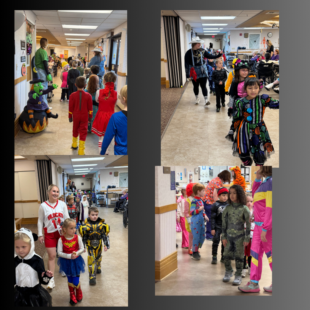 walking through the extended care showing their Halloween costumes