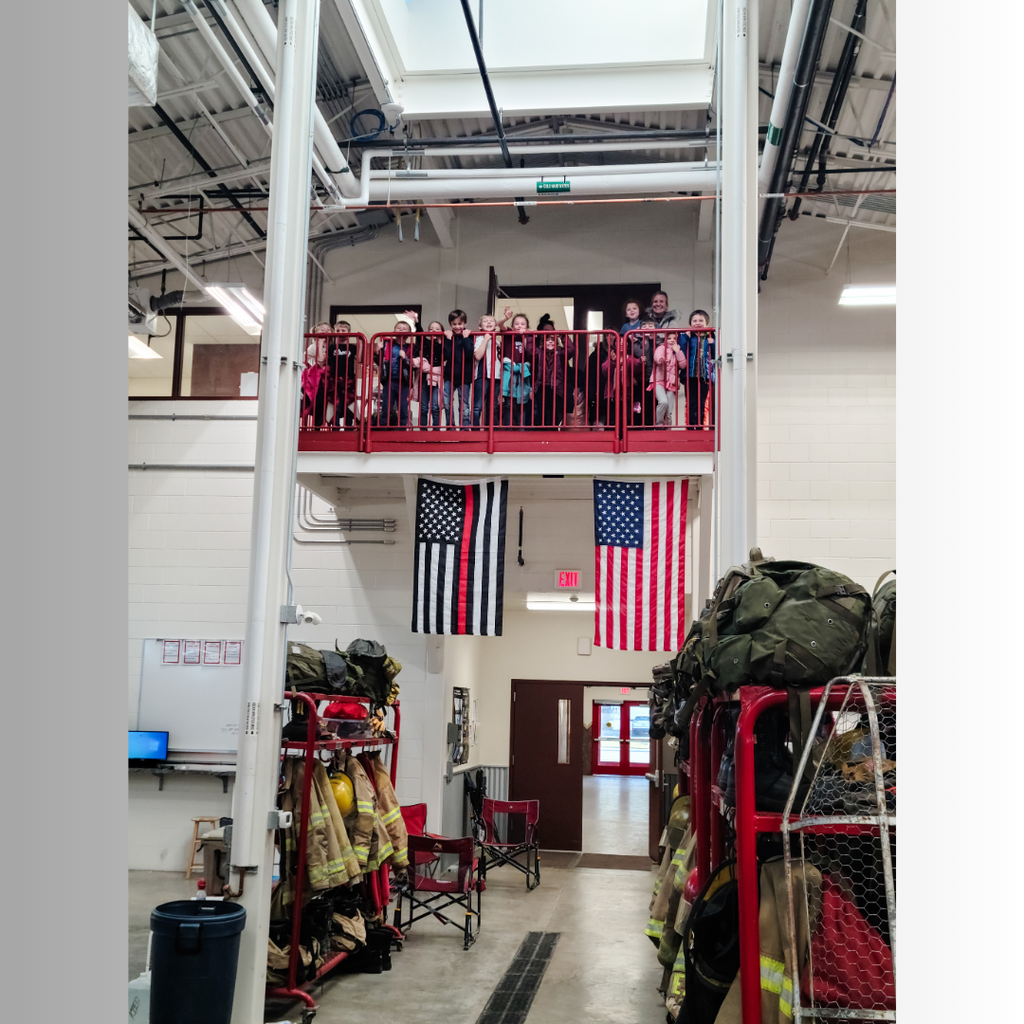 students at the fire station