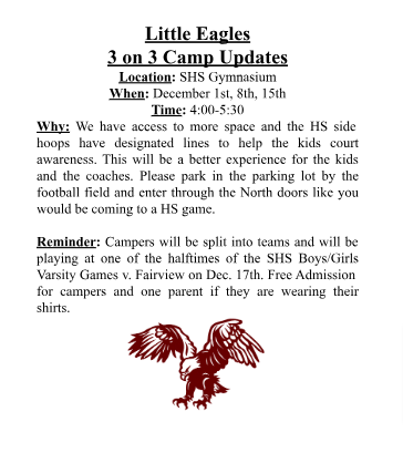 Little Eagles 3 on 3 camp updates