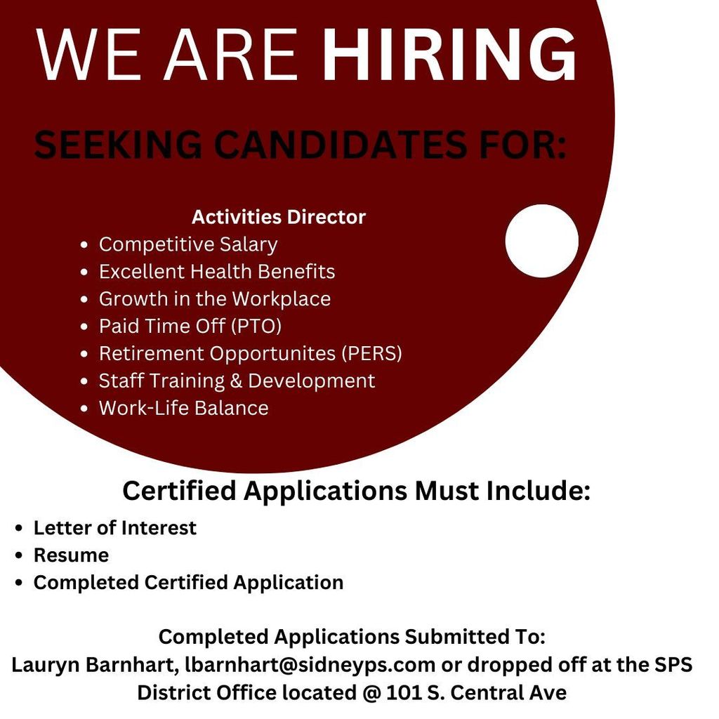 We are hiring! Activities director