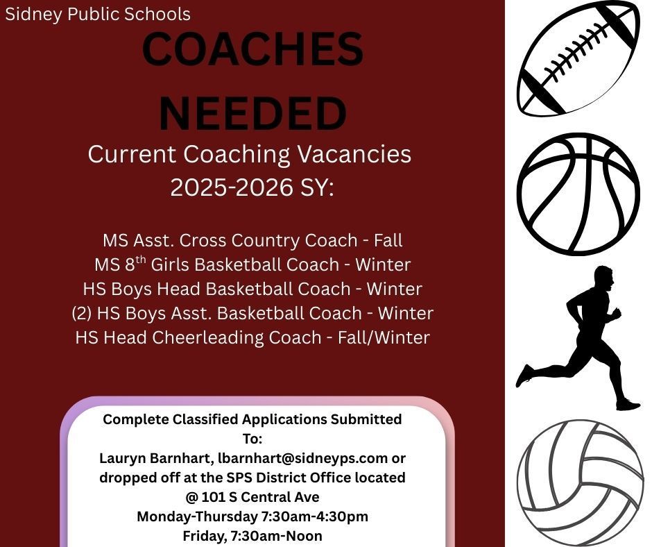 Coaches Needed 2025-2026 School Year