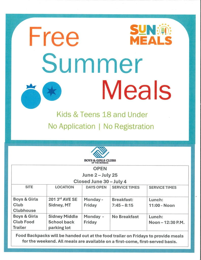 Free Summer Meals calendar. Kids and teens 18 and under. No registration or application.
