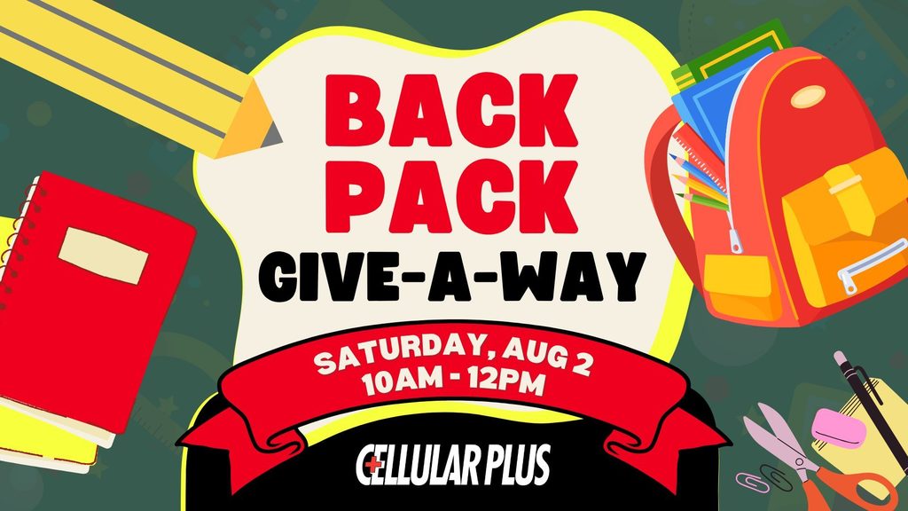 BackPack Giveaway. Saturday August 2. 10 am-12pm