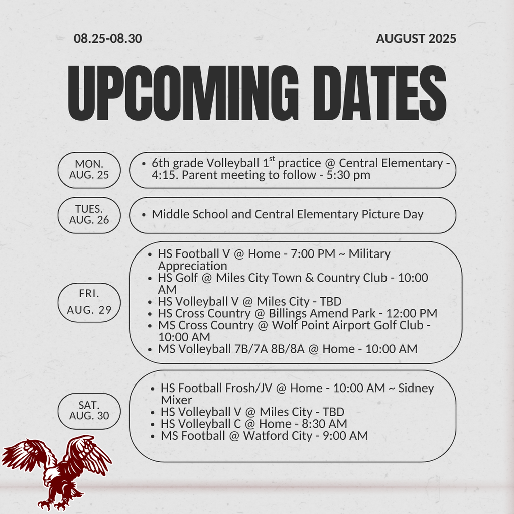 Upcoming dates