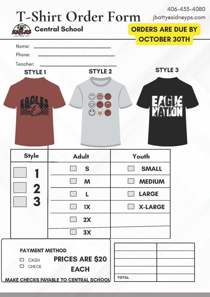 CS T-shirt order form