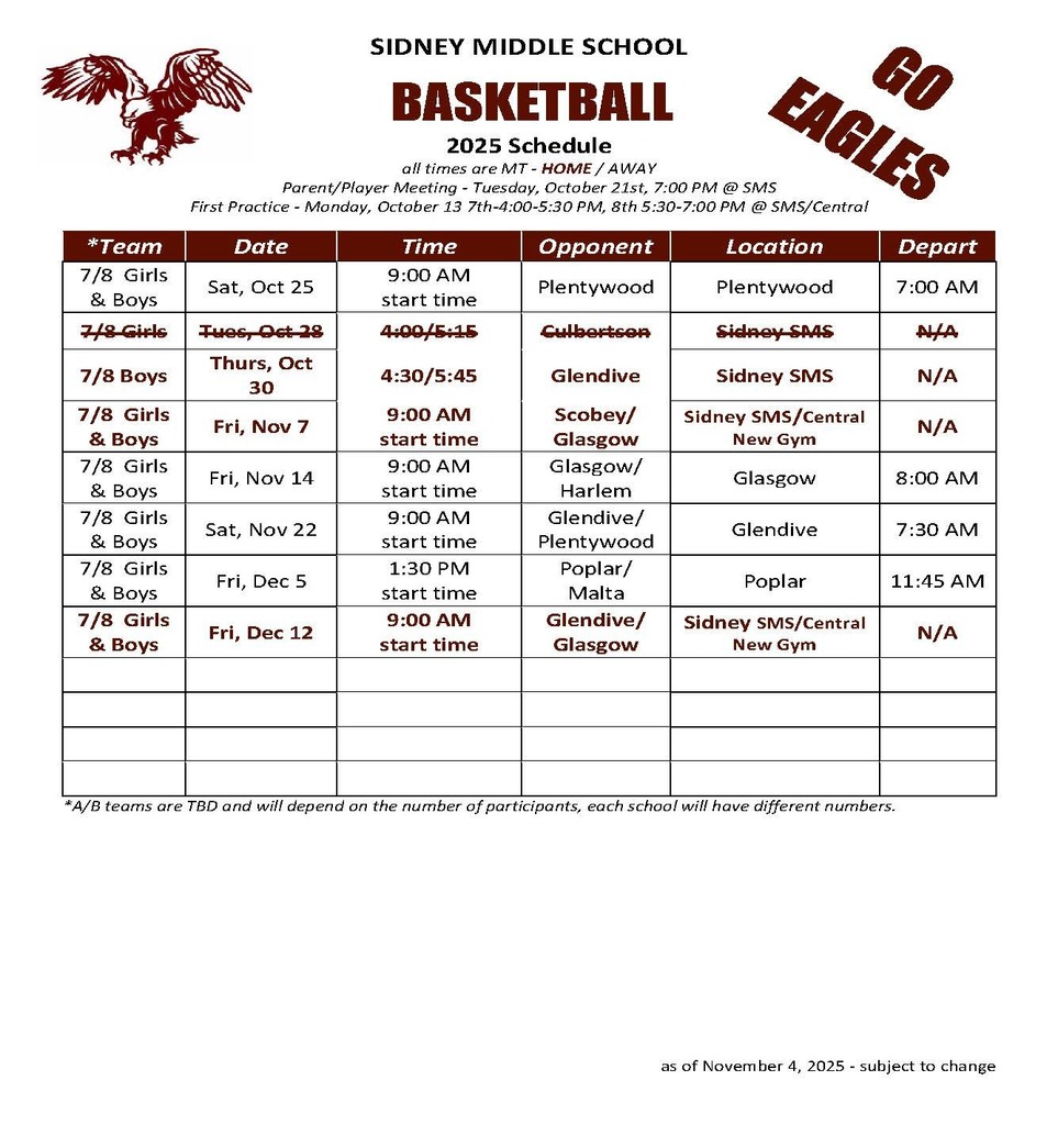 MS Basketball Schedule