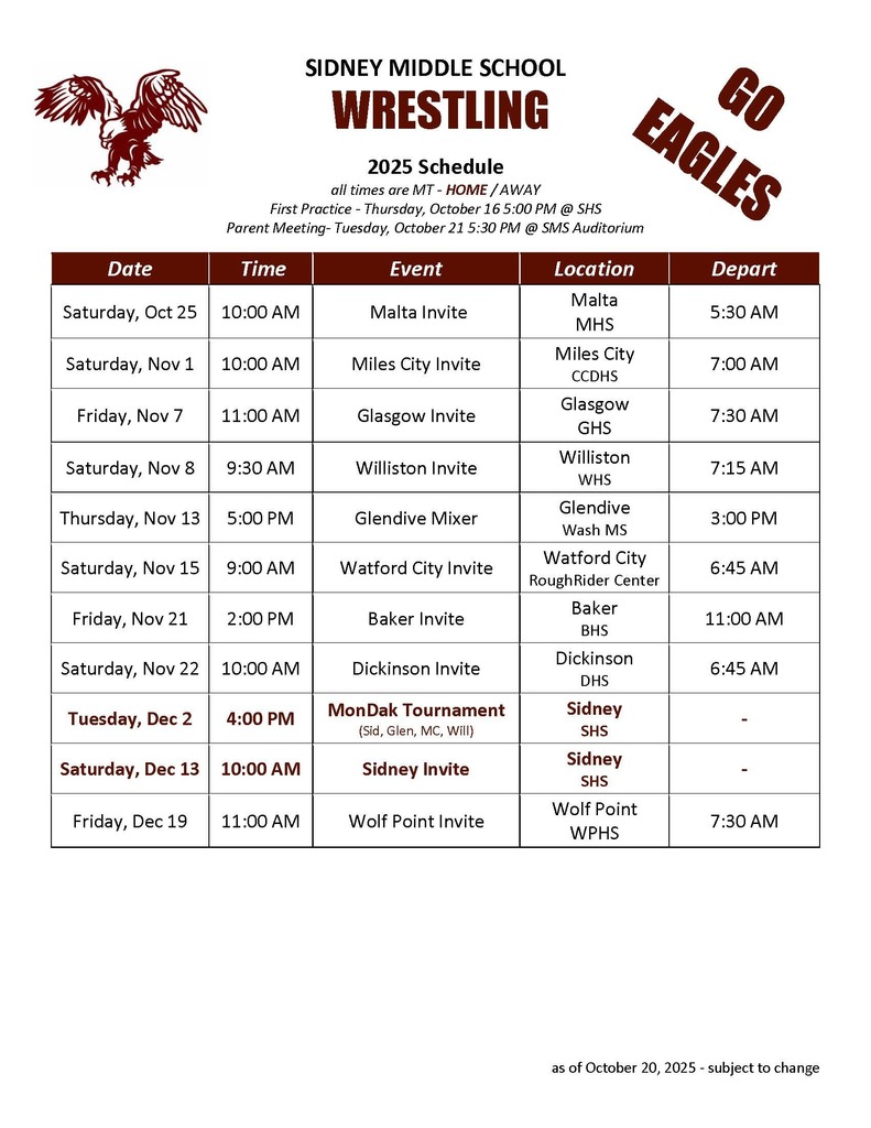 MS Wrestling Schedule