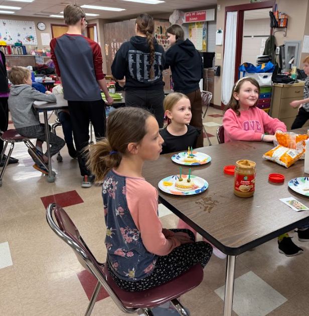 2nd graders visited the HS for special snack making day