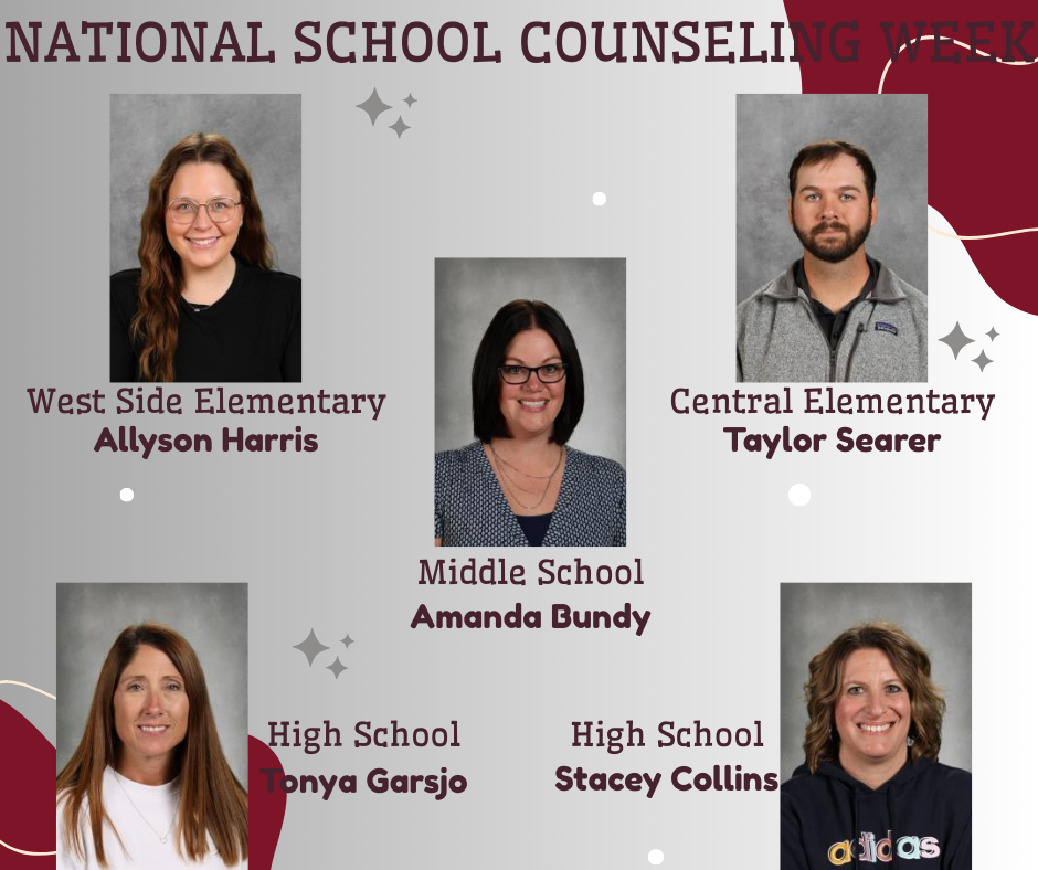 National School Counseling Week. Allyson Harris, Taylor Searer, Amanda Bundy, Tonya Garsjo, Stacey Collings