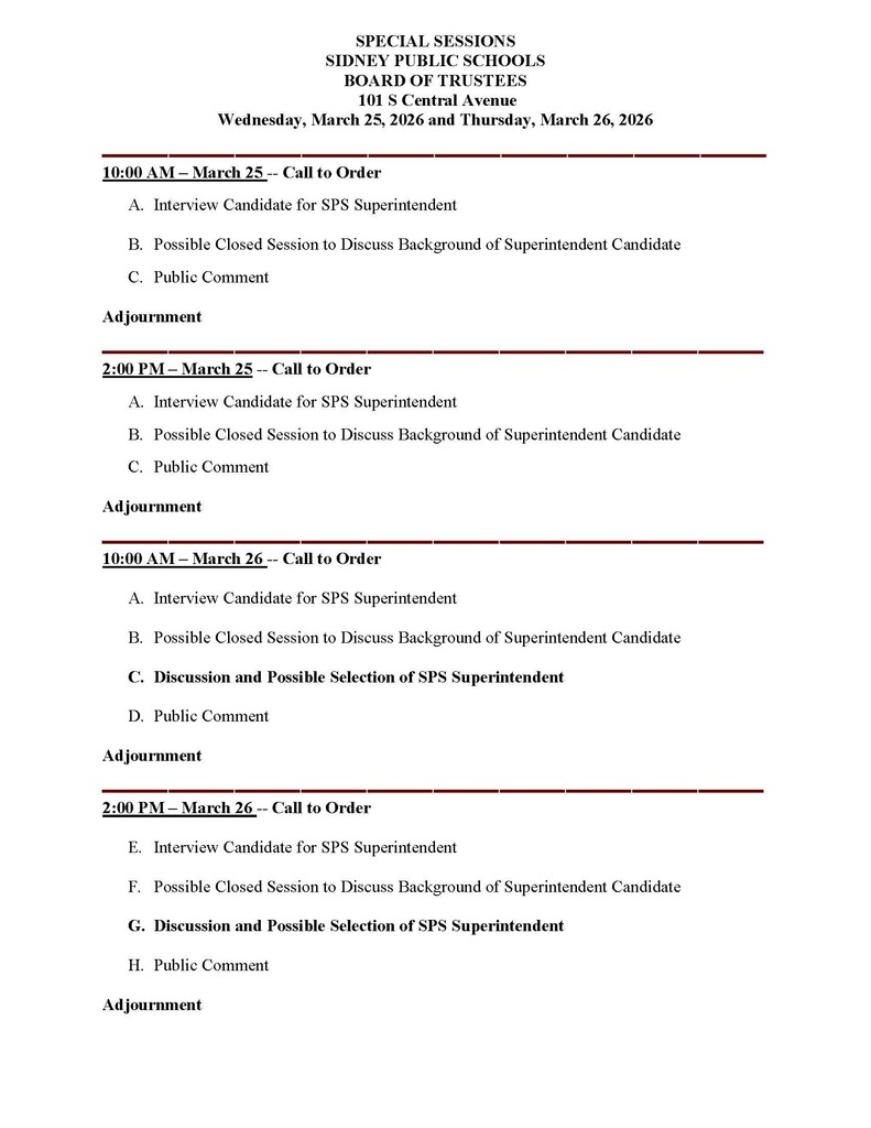 Superintendent interviews agenda