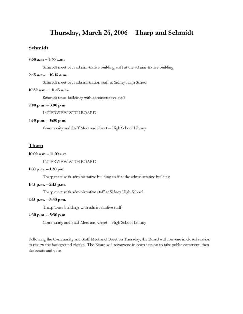 Superintendent candidate bios and schedule 