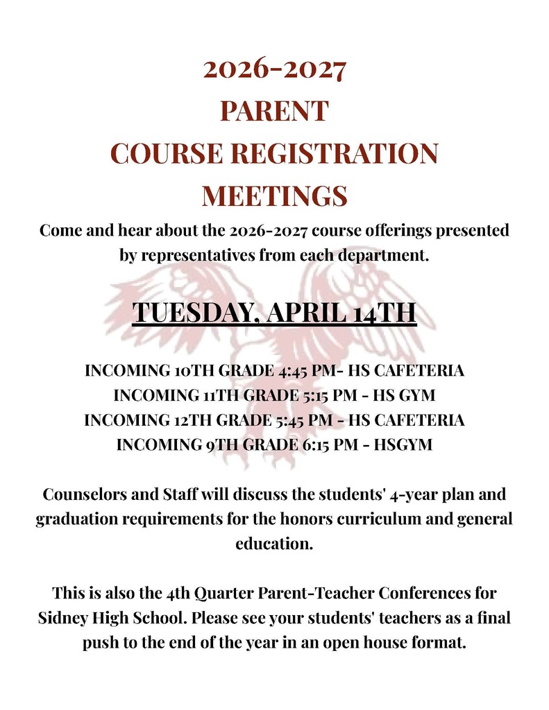 26-27 HS Parent Course Registration Meetings info