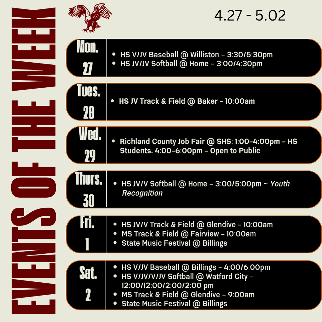 This weeks events