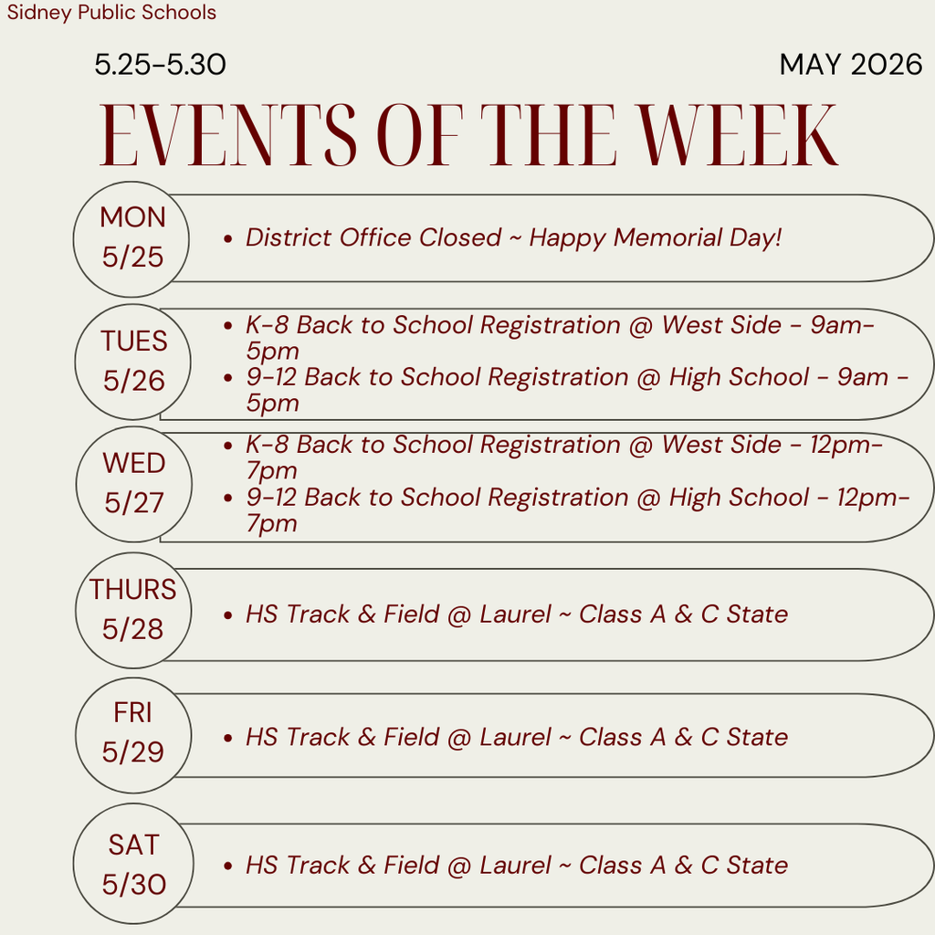 This weeks events