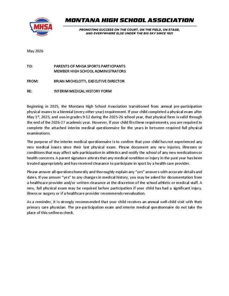 Interim Medical History Form