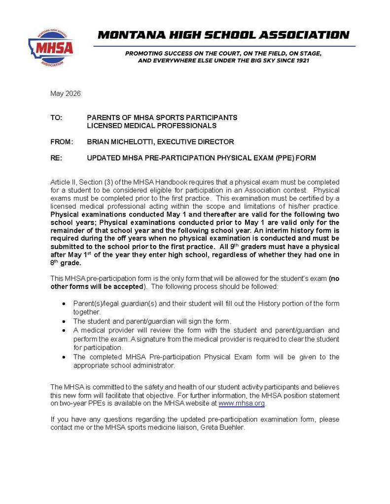 MHSA Pre-Participation Physical Exam Form