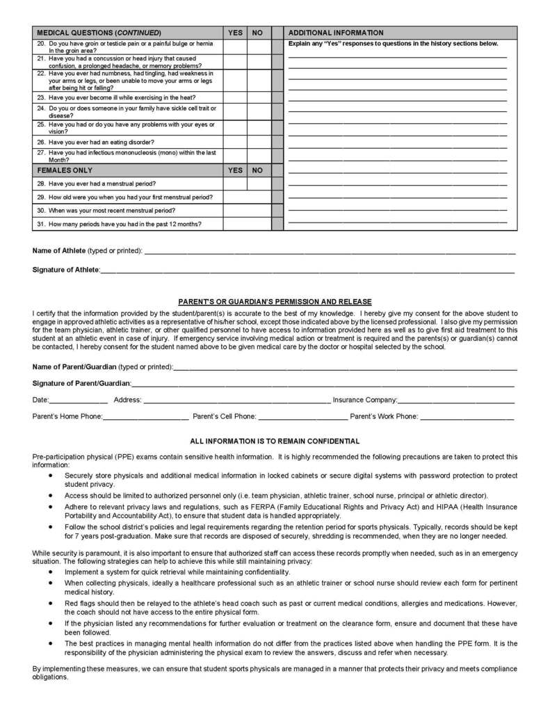 MHSA Pre-Participation Physical Exam Form - 3