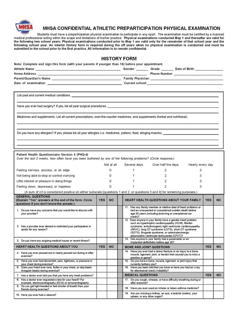 MHSA Pre-Participation Physical Exam Form -2