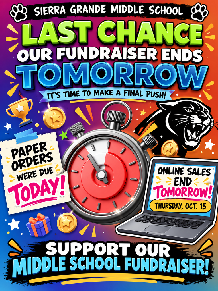 middle school fundraiser ends tomorrow 10/15