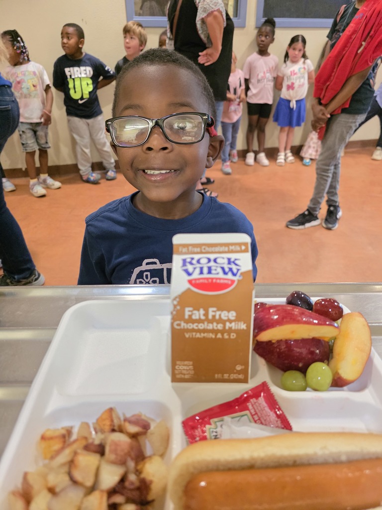 Student excited for lunch