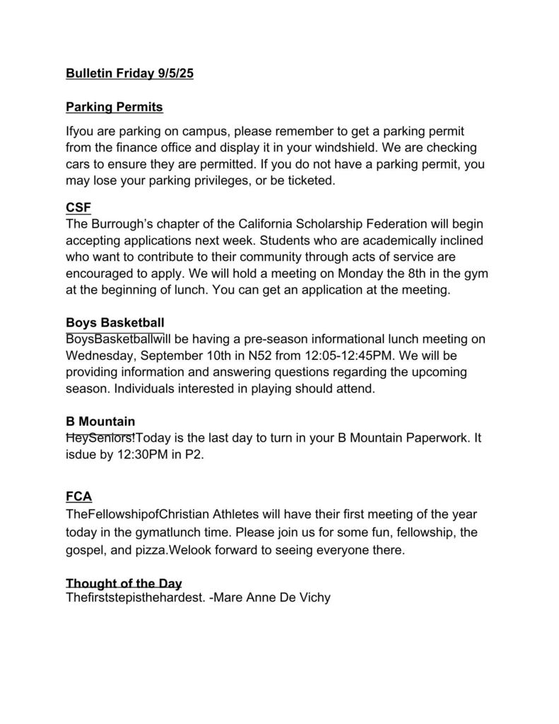 Bulletin 9/5/25