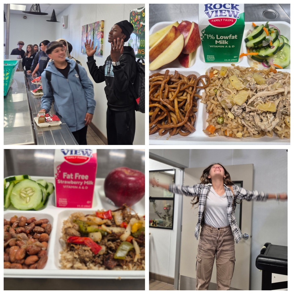 Pineapple chicken, Vaca frita, and happy students